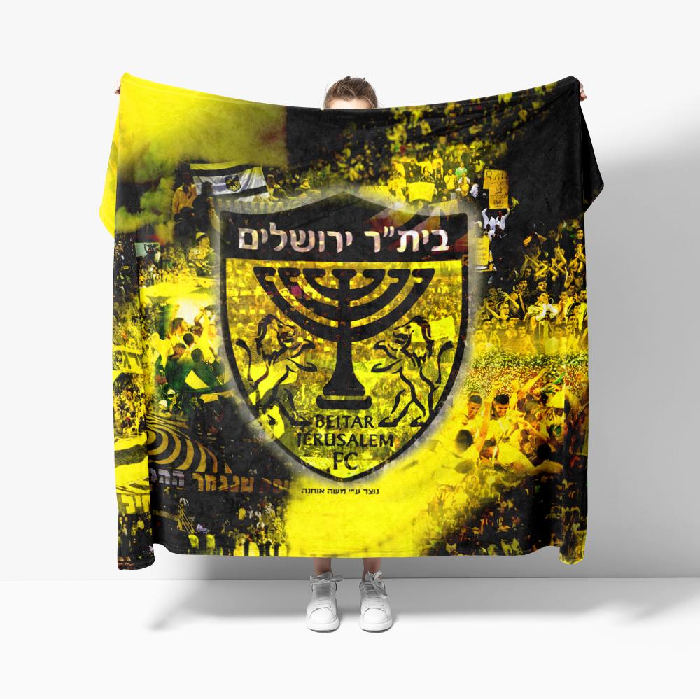 Half FC Israel Beitar Flannel Throw Blanket Jerusalem Football Blankets Sofa Decoration Cozy Soft For Dormitory Outdoor Bar