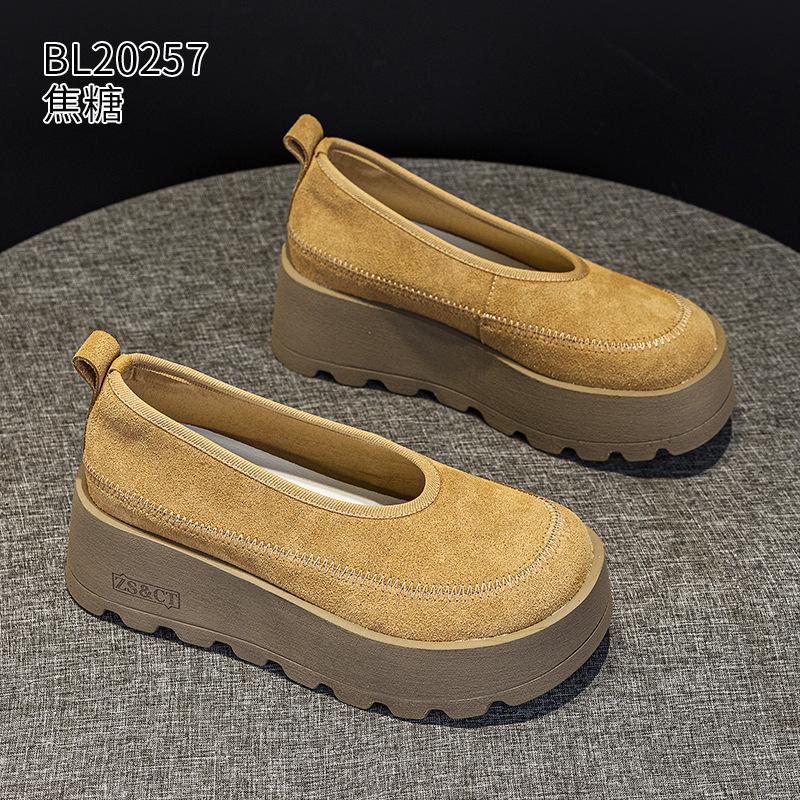 Thick-soled casual small muffin shoes spring new heightening breathable shallow casual shoes