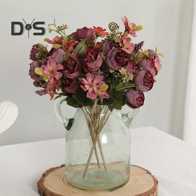 Kunstseidenblume, künstliche Rose, ohne Bewässerung, moderne Innendekoration, Simulationsblumenzweig