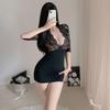 Sexy lingerie sexy lace pajamas perspective hip skirt nightclub passion bed free secretary uniform women's clothes