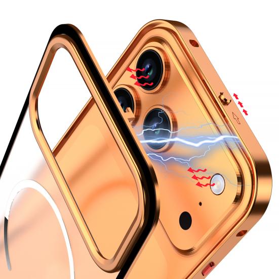 Magnetický kryt na telefon pro řadu IPhone 17 Kovový rám Ochranný kryt na telefon Rychlý odvod tepla Bezdrátové nabíjení Skořepina telefonu