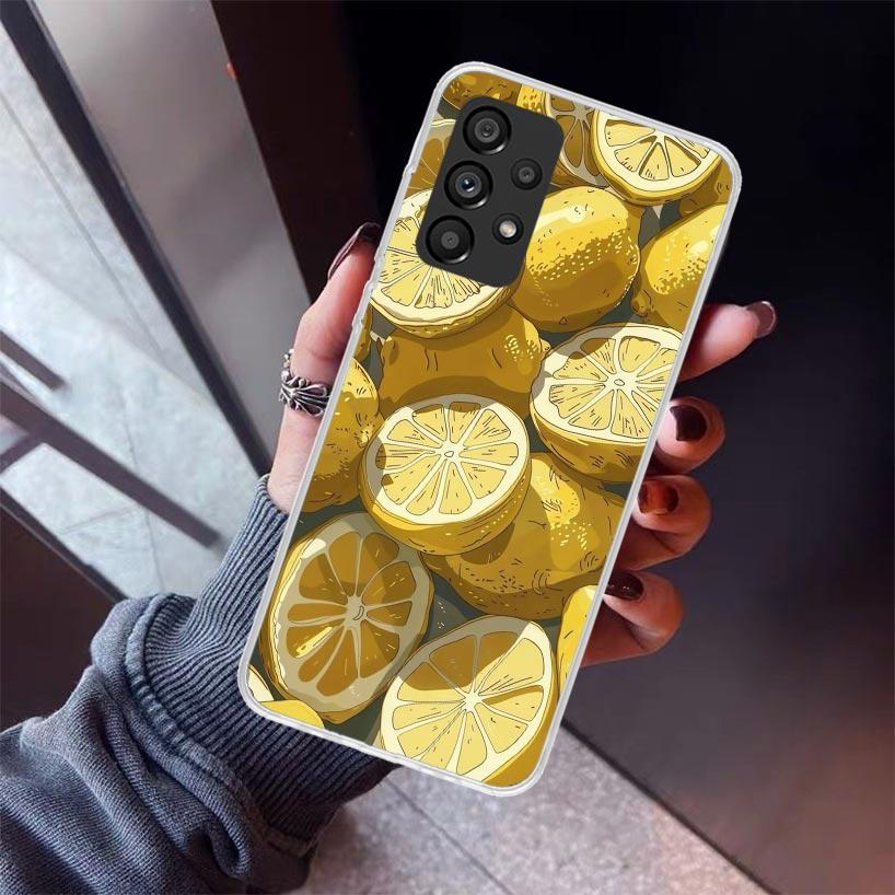 Summer Fruits Lemon Phone Case For Samsung Galaxy A12 A52S A42 A32 A22 A51 A50 Note 20 Ultra 10 S10 Plus A71 A70 A31 A30 A10S Ga