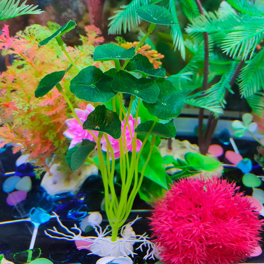 1 PC Plastic Lotus Leaf Grass Plants Artificial Aquarium Decorations Plants Fish Tank Grass Flower Ornament Decor