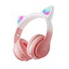 Sky Blue Cat Ear Bluetooth Headphones with Breathing Light