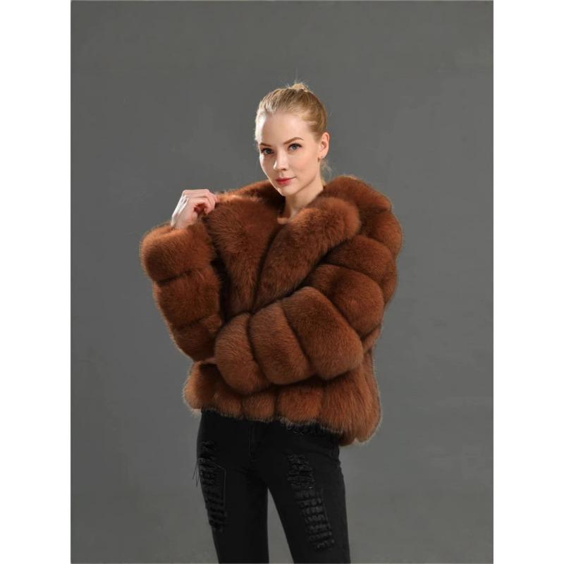 Coat Imitation Fox Hair Women's Clothing Autumn and Winter Imitation Coat Suit Collar