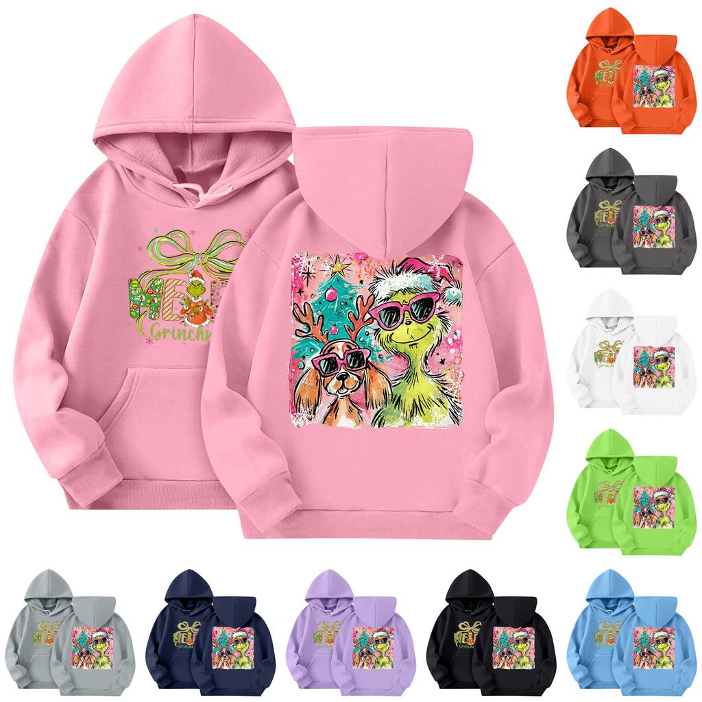 Barne Mote Lett Langermet Genser Med Lommer Trykk Hettegenser