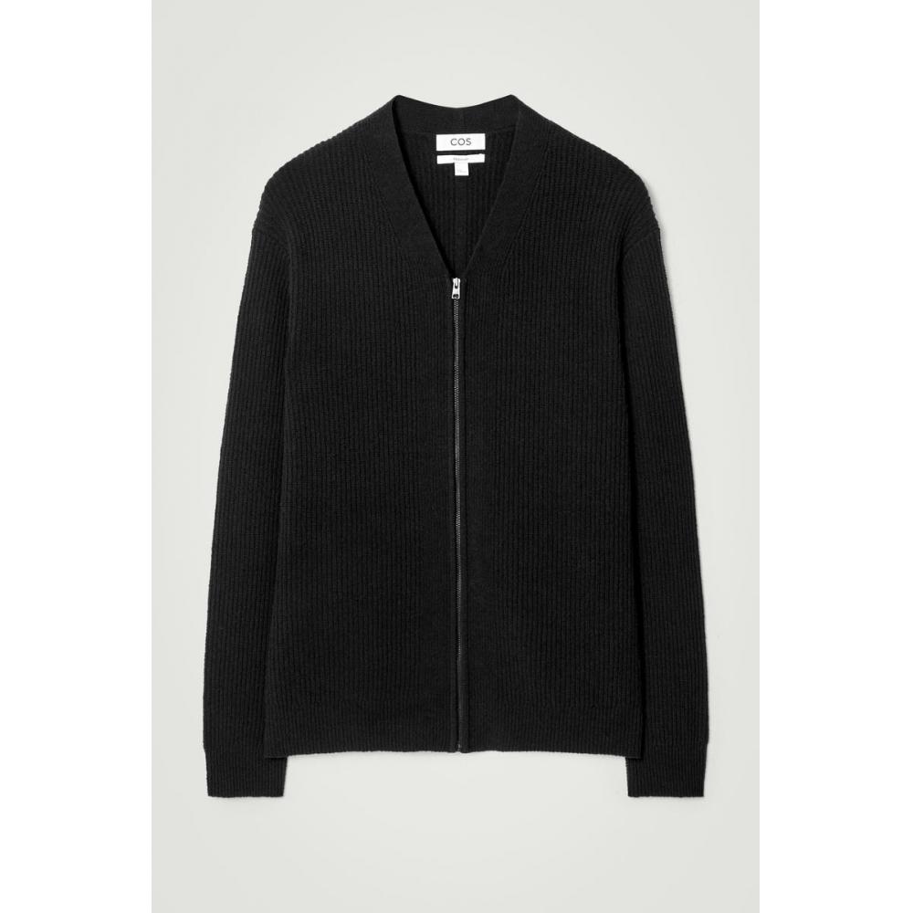 COS Japan Boucl  Knit V Neck Zip Up Cardigan