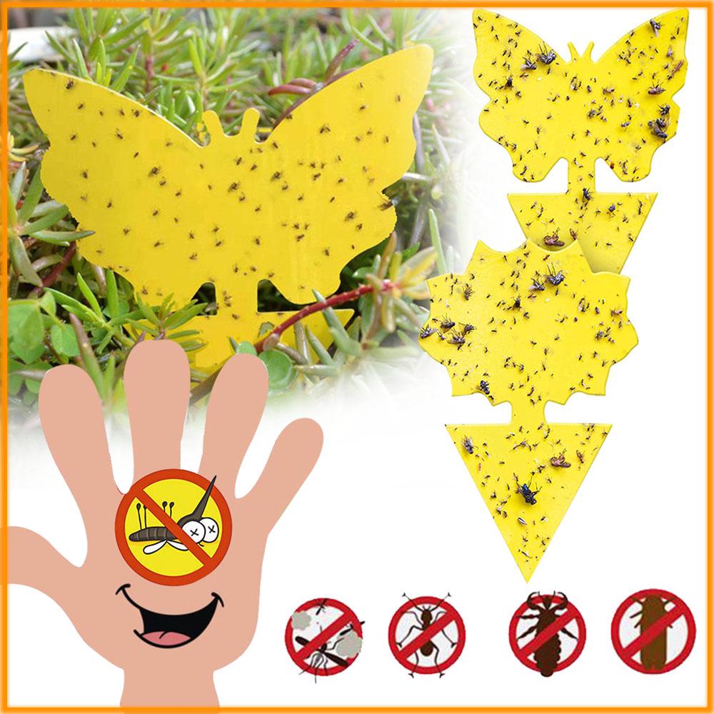 10Pcs Sticky Fly Trap Paper Yellow Traps Fruit Flies Insect Glue Catcher Wasp