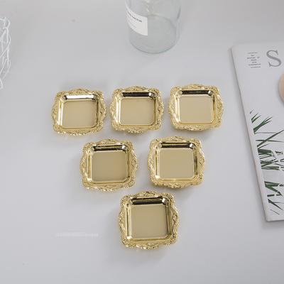 Mini Gold Storage Tray Silver Cake Fruit Plate Jewelry Display Plastic Tray Miniatures Party Plate for Home Decor Sauce Dish