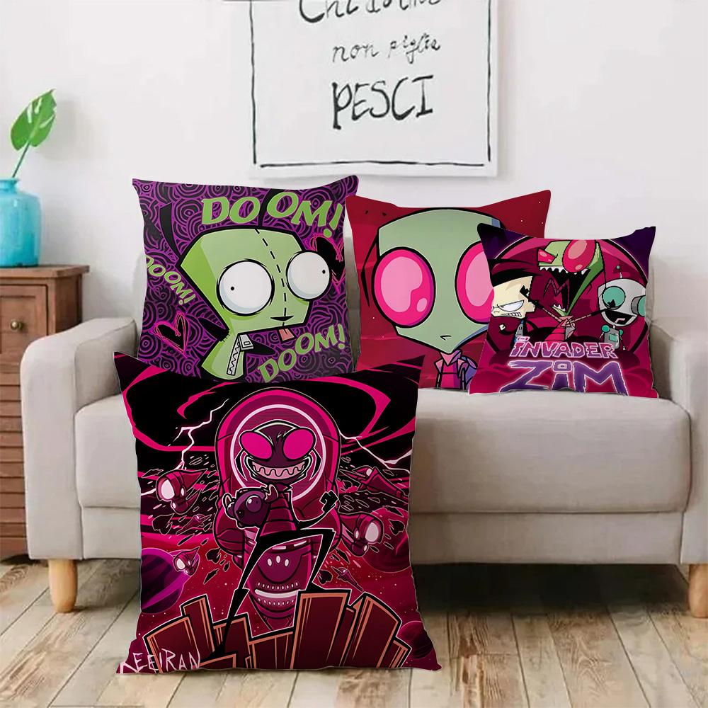Invader Zim Cartoon Pillow Covers Cartoon Sofa Decorative Home Double-Sided Printing Short Plush Cute Cushion Cover