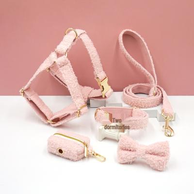Set Guinzaglio e Collare in Pile Teddy per Cani di Taglia Piccola e Media
