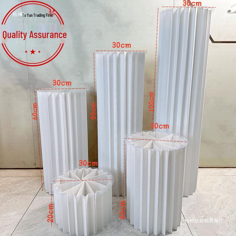Folding Cylinder Dessert Table Columns: Origami Roman Columns & Round Display Cake Stand for Weddings and Birthdays