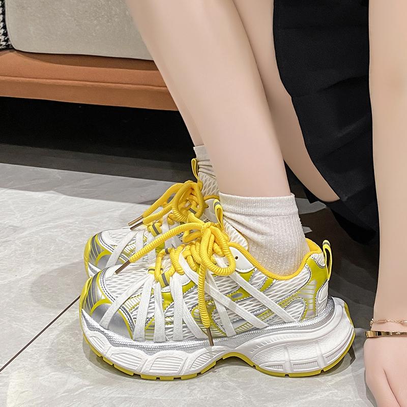 Fashion Casual Shoes Silver Couple Dad Shoes 2025 New Women's Shoes Mesh Sneakers Ladies Autumn Star Same Style Flat Sport Anti-slip
