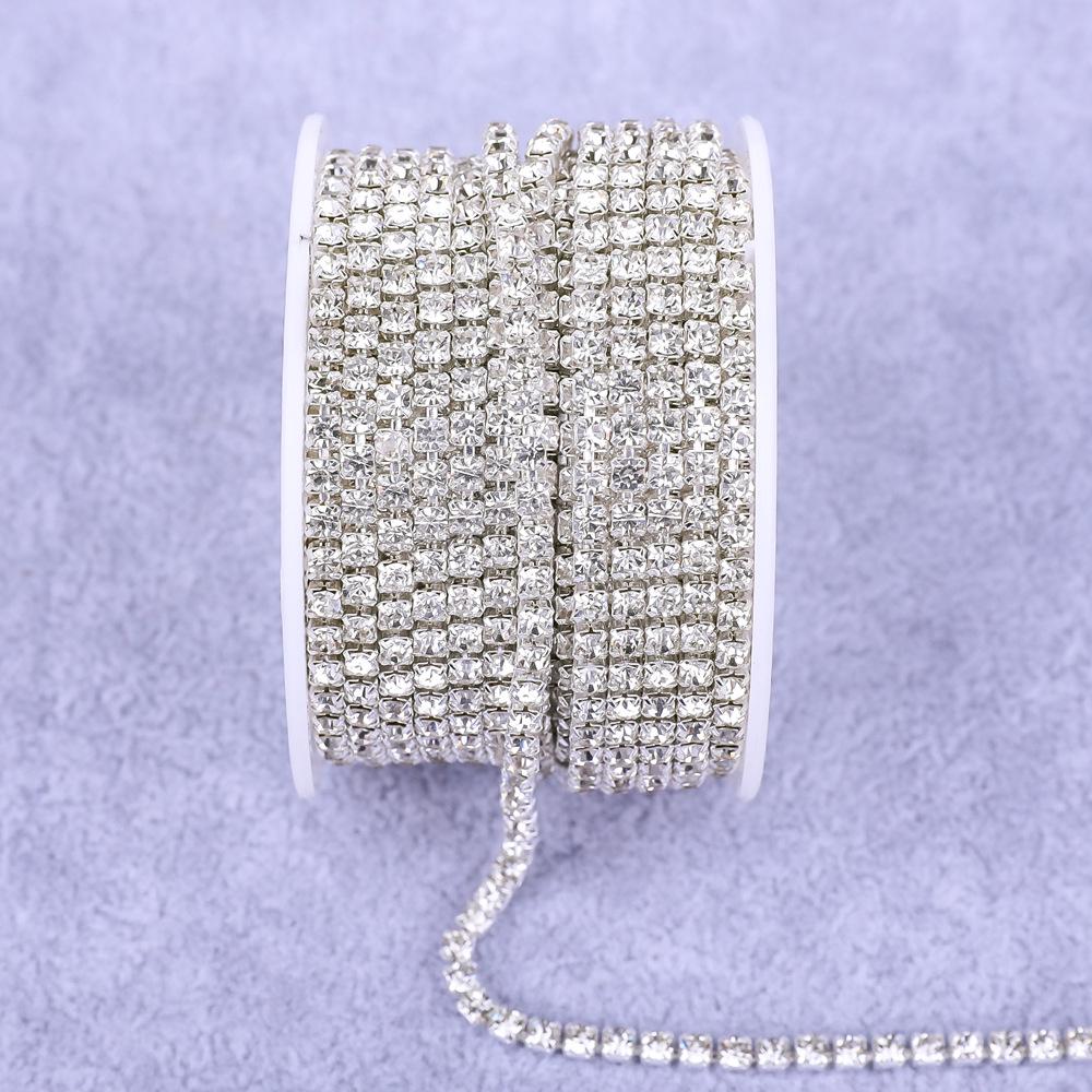 Electroplated Rhinestone Drill Chain: Single Row Metal Claw Chain for DIY Costume Accessories