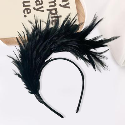 Hairband Vintage Colorful Feather Design Headband Stylish Hair Accessory for Weddings Parties Halloween