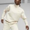 Puma Essentials+ Minimal Gold Half-Zip Mock Neck Fleece Sweatshirt Women Sweatshirt White 680020-87