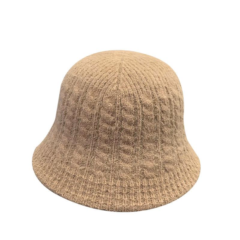 Bob rétro couleur unie pour femme, bob en tricot peluche polyvalent, hiver chaud, chapeau lavabo pour femme