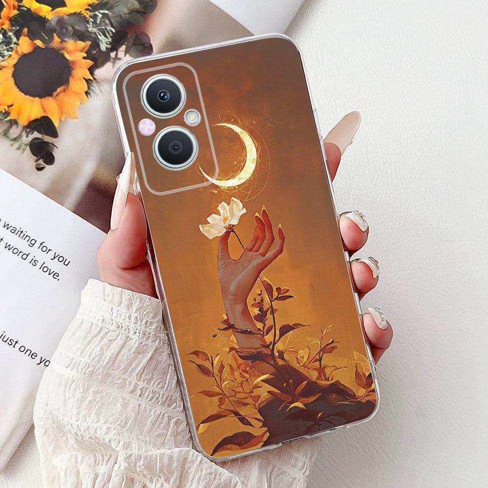 Clear For Oppo Reno 7Z 5G CPH2343 Case For Oppo Reno 8Z 5G CPH2457 Cover Luxury Butterfly Love Fashion Flowers Cool Lion Painted