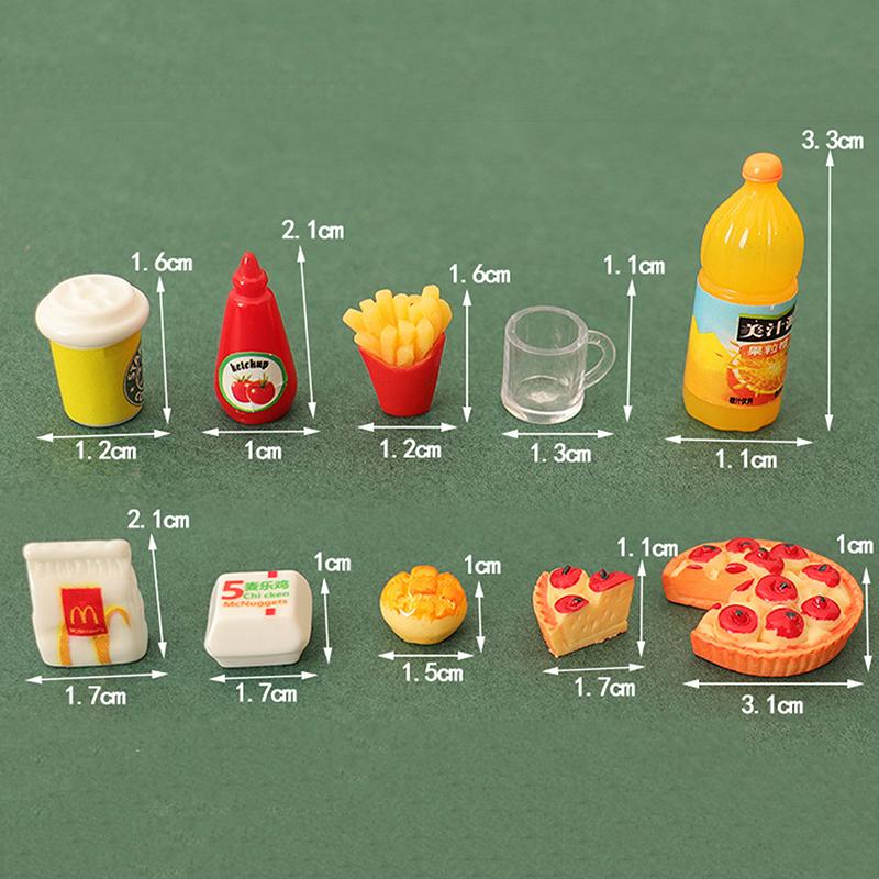 6Pcs/10Pcs/Set Miniature Dollhouse Hamburger Coke Cup Fast Food For Doll House Play Kitchen Ice Cream Accessories Toy