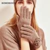 BOHOBOCO Women's 100% Cashmere Rose Pattern Winter Gloves