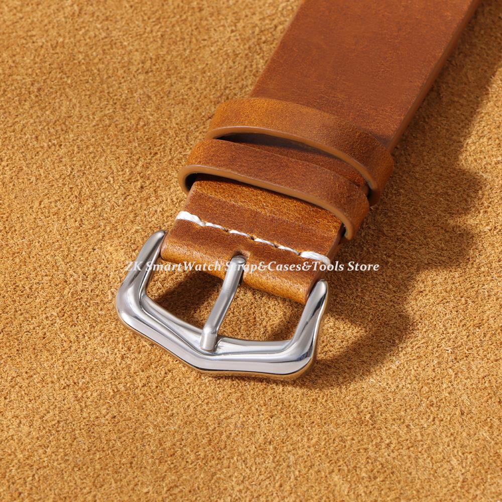 Handmade Stitching Cowhide Strap for Omega Bracelet Vintage Oil Wax Leather Watch Band 18/19/20/21/22/24mm for Seiko Wristband