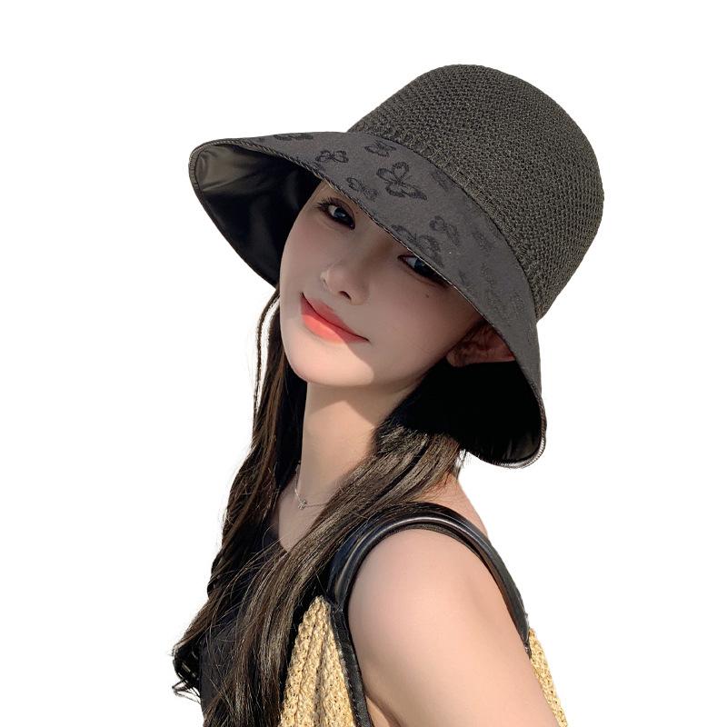 Vinyl Hat Female Embossed Butterfly Mesh Breathable Bucket Hat Summer Outdoor Sunscreen Sun Hat New