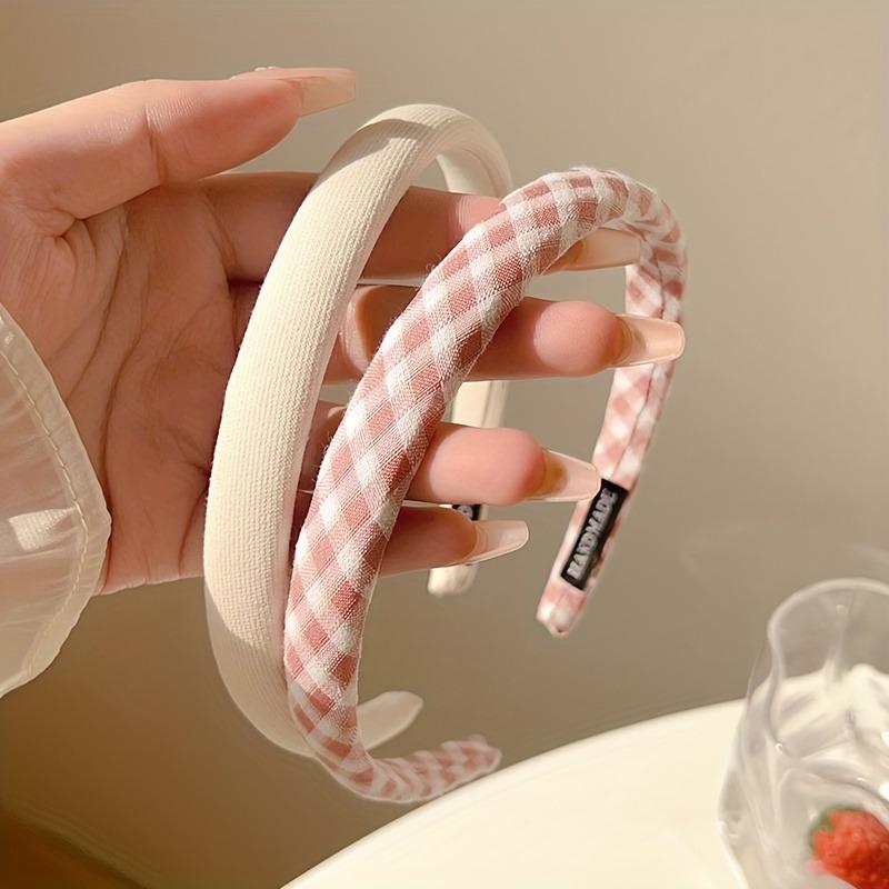 

2pcs Playful and Cute Solid Color Fabric Sponge Fine Headband Sweet and Girlish Heart Versatile Headband Suitable Gift Giving