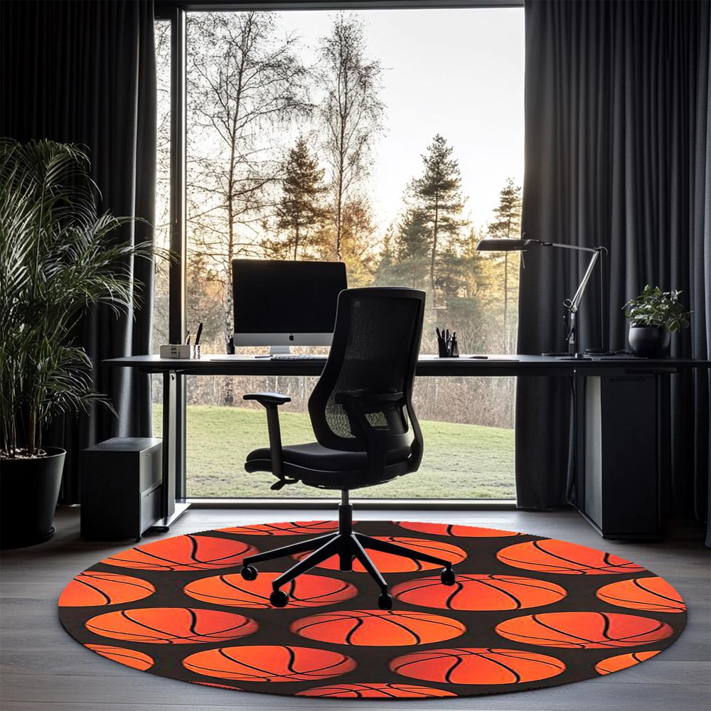 Basketball Bedruckter Runder Teppich Teppich Stuhlteppich Läufer Eingang Fußmatten, für Bürostuhl Wohnzimmer Schlafzimmer Küche.