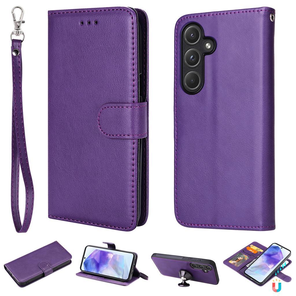 For Samsung Galaxy A55 5G Case 2 In 1 Detachable Magnetic Leather Wallet Mobile Cover with Strap