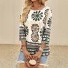 New Summer Women's Casual Loose and Versatile Round Neck Printed Three-quarter Sleeve Top
