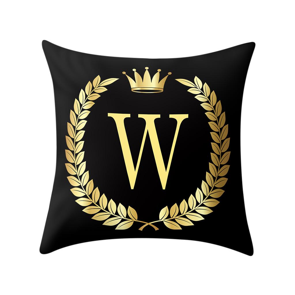 Pillow Cover Black and Gold Letter Pillowcase Sofa Cushion Cover Home Decor