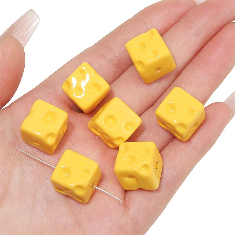 Handgefertigte Armbandperlen, Acryl, farbig plattiert, Handykettenperlen, Käse-Quadratperlen, handgefertigt, DIY-Handschnur, bunter Anhänger, Schmuckzubehör