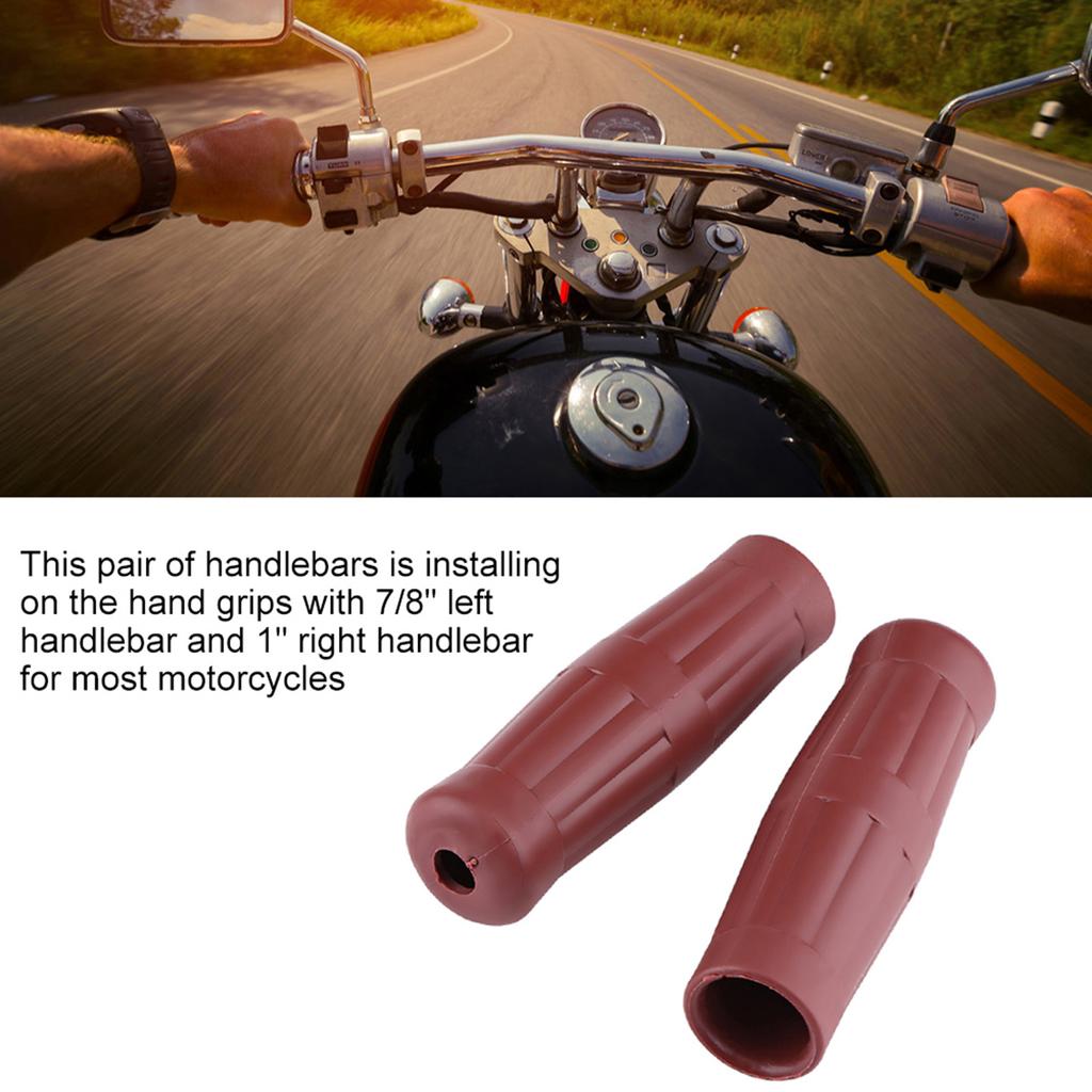 1 Pair 1"78" Universal Motorcycle Bike Vintage Classic Handlebar Hand Grips Bar Brown