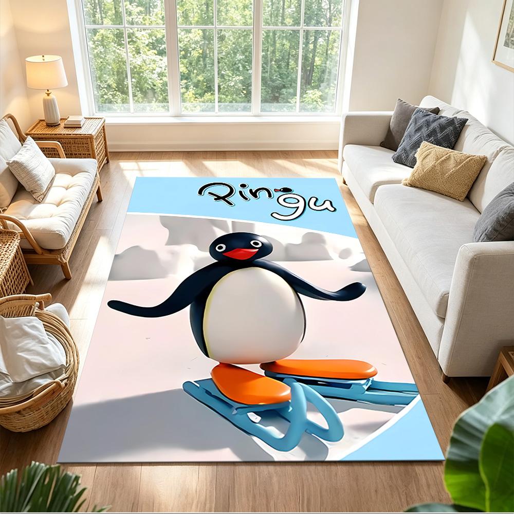 Pingu Arctic Adventure Washable Door Mat Compact Foldable Construction Stain-resistant Surface Office & Lounge Rug Minimalist Modern Style