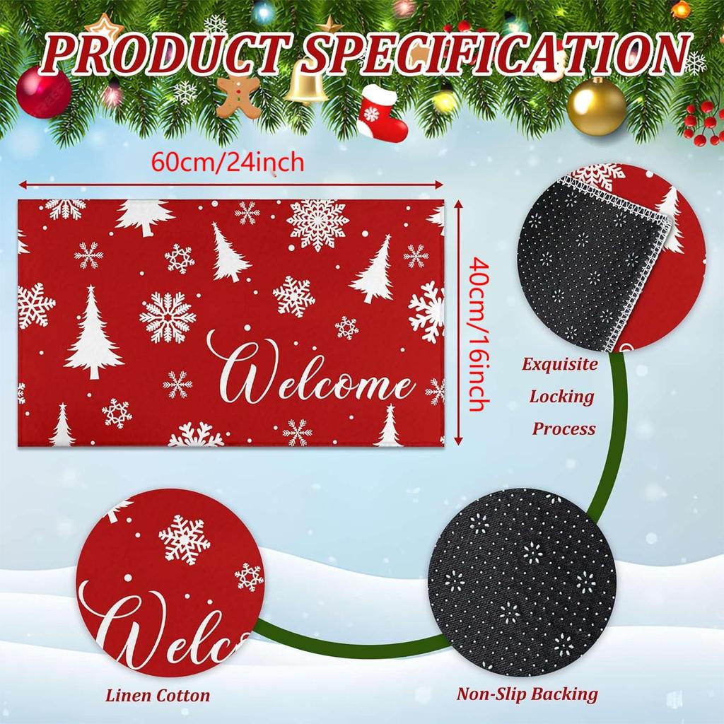 VIAMA Christmas Tree Welcome Doormat Kitchen Laundry Floor Mats Indoor Outdoor Entrance Rugs Festive Home Decoration
