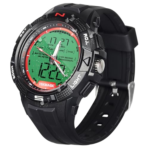

No-brand Men s 100m Water Resistant Multifunction Sports Watch with Stopwatch, Calendar, Dual Time, and 12- or 24-Hour Display