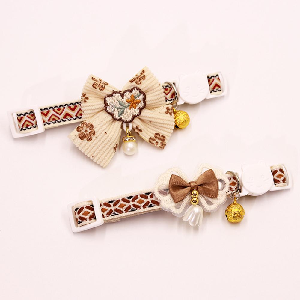 Cute Adjustable Pet Cat Collar Bell Collar Kitten Necklace Pet Collars for Small Dog Necklace Party Photo Props