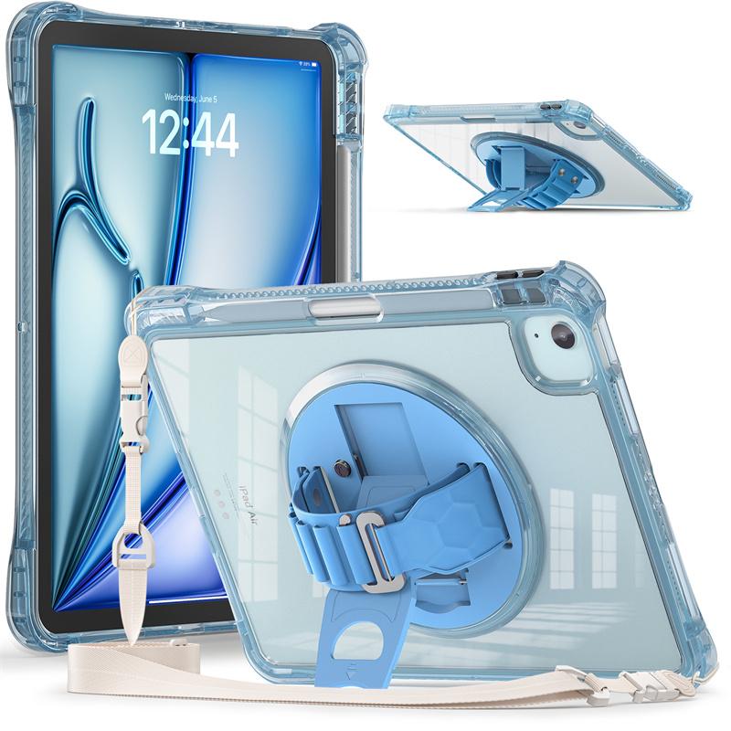 

For iPad Air 11 4th 5th 10th 10.9 10.2 9th A16 11th Generation Case Hand Strap Tablet Cover for iPad Pro 11 12.9 13 inch Funda iPad10.2 7th 8th 9th светло-синий