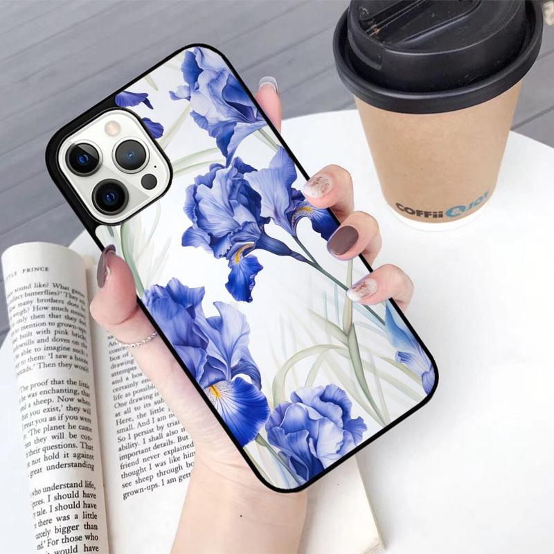 Iris Purple Flower Watercolor Mobile Phone Cases Cover For iPhone 17 Air 16 15 14 12 13 11 Pro MAX Apple Plus Coque