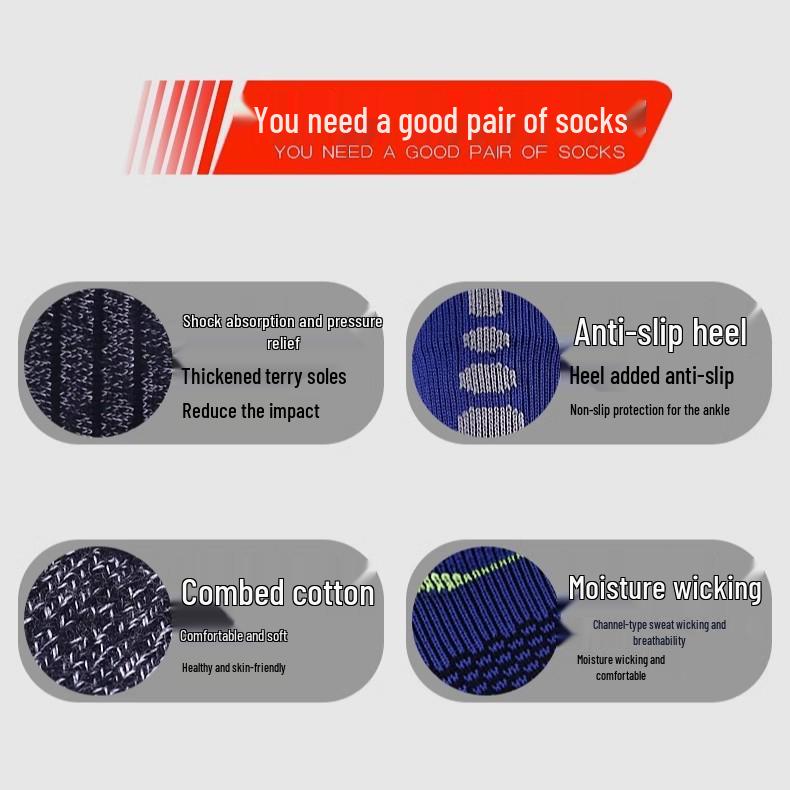 Men's Thickened Terry Outdoor Sports Socks: Sweat-Absorbent, Breathable, Shock-Absorbing, Mid-Calf for Hiking, Running, and Marathon.