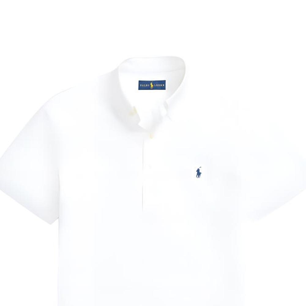 Polo Ralph Lauren Logo Embroidered Loose Fit Straight Cut Short Sleeve Polo Shirt Men Polo Shirts White MNPOWOV1N820332-100