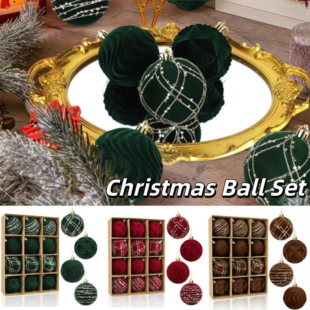 Flocked Christmas Balls Plush Velvet Hanging Ornaments Pendant Christmas Decorations Home Decor