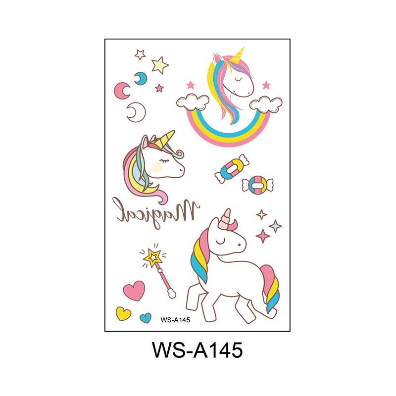 Cross Border Cartoon Unicorn Children's Waterproof Tattoo Sticker Pony Beautiful Girl Temporary