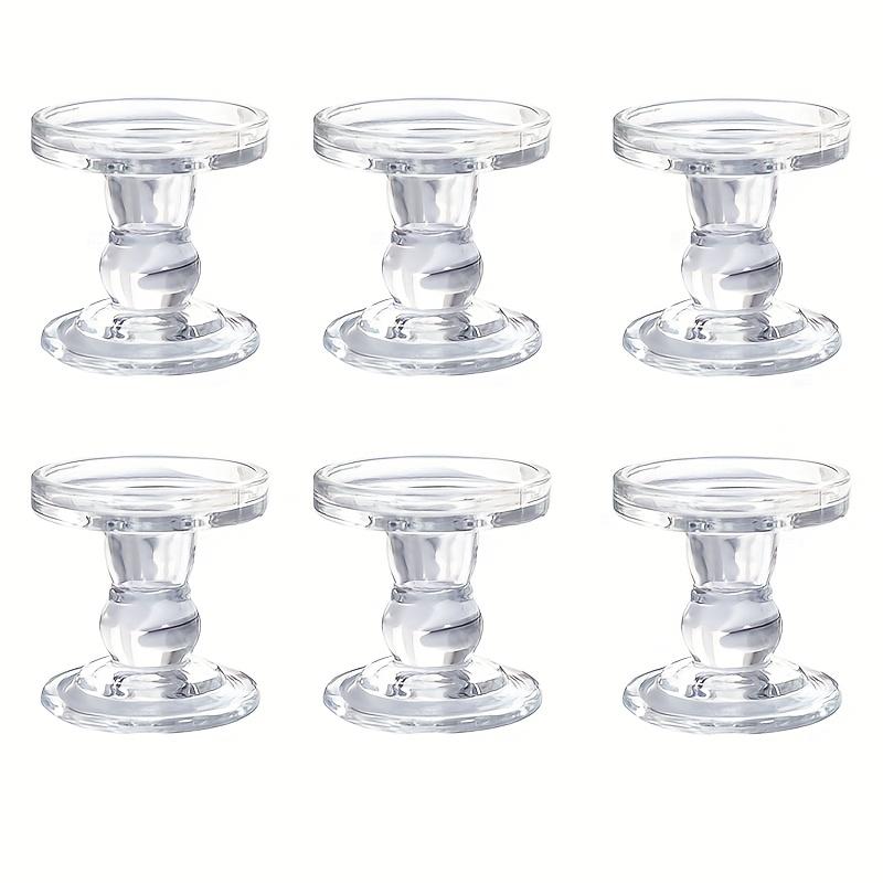 

6pc French Roman Pillar Glass Candle Holders Elegant Tabletop Decor for Home Kitchen Dining Living Room Candle Holder Decoration