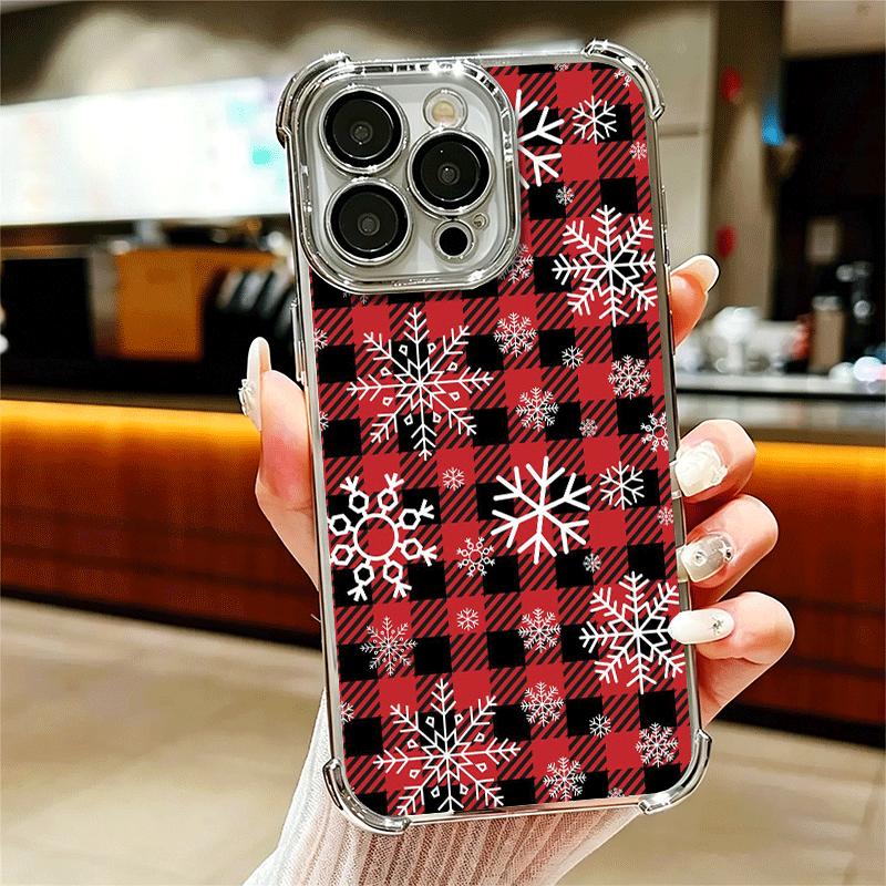 

Snow Snowflake Winter Cold Plating Phone Case For Iphone 16 17 Pro Max Air 16E 14 15 Plus 12 13 Mini Anti-Fall Airabag Cover iPhone 15