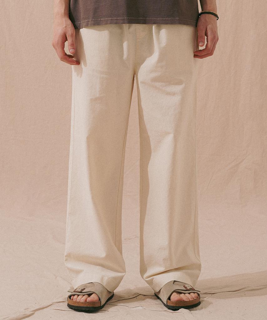 PERSTEP Cool Mix Linen-Like Straight Fit Long Pants Cream Khlp4702