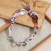 Women Scarf Necklace Convertible Printed Scarf Chocker Necklace Scarf with Flower Faux