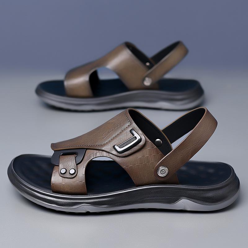 Fashion Casual Sandals for Men Summer Leather Casual Beach Slippers Minimalist Breathable Men's Outdoor Walking Sandals New Models