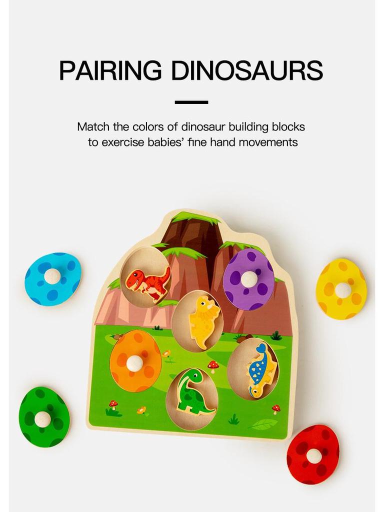 3D Wooden Dinosaur Egg Puzzle Board - Educational Toy for Children's Early Learning