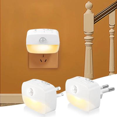 Motion Sensor EU US Socket Plug In LED Night Light 220V 110V Human Infrared Induction Lamp for Bedroom Stairs Cabinet Corridor